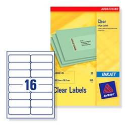 Clear Inkjet Labels 99.1x34mm 16-label
