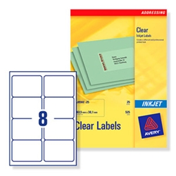 Clear Inkjet Labels 99.1x67.7mm 8-label