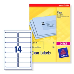 Clear Laser Printer Labels 99.1x38.1mm