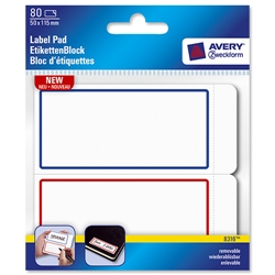 Label Pad Removable 115x50mm Blue Red