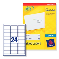Quick DRY Inkjet Labels. 24 per sheet. 100