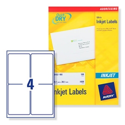 Quick DRY Inkjet Labels. 4 per sheet. 25