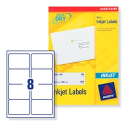 Quick DRY Inkjet Labels. 8 per sheet. 25