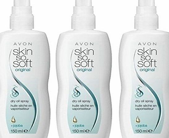 Avon Skin So Soft Original Dry Oil Body Spray with Jojoba and Citronellol 150 ml - Pack of 3