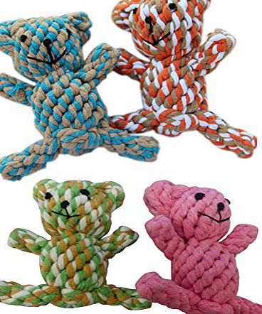 awhao Cute Braided Knotted Bear Rope Toys for Pet Dog Puppy Cat Chew Toy Random Color