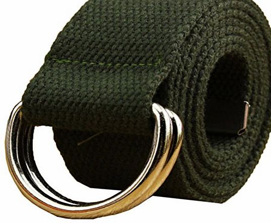 AYG Fashion Fabric Unisex Double Loop Buckle Casual Long Weave Canvas Belt with 13 Colours