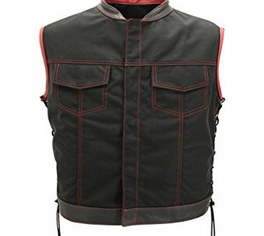 By Az New Style leather Fashion Waistcoat For Men/women With Red stitching In Premium Quality Available in All Sizes (X-Large, Black)