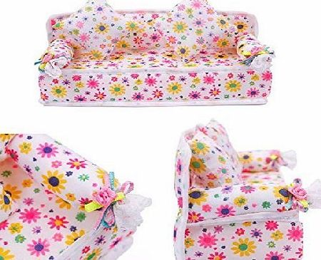 B.S.I. Products STOREINBOX Mini Furniture Flower Sofa Couch  2 Cushions For Barbie Doll House Accessories