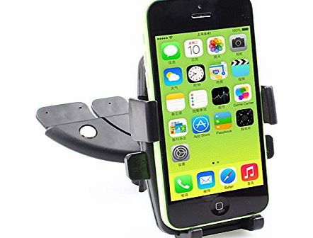 BAAKYEEK Universal CD Slot Cradle Smartphone Car Dashboard Mount Holder for Mobile Phone iPhone 6 6  5 5S 5C 4 4S iPod touch, Samsung Galaxy S5 S4 S3 Note 2 Note 3 Google Droid HTC One GPS