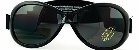 01R/BL Black Retro Banz 0-2 years Wrap Sunglasses Lens Mirrored Size