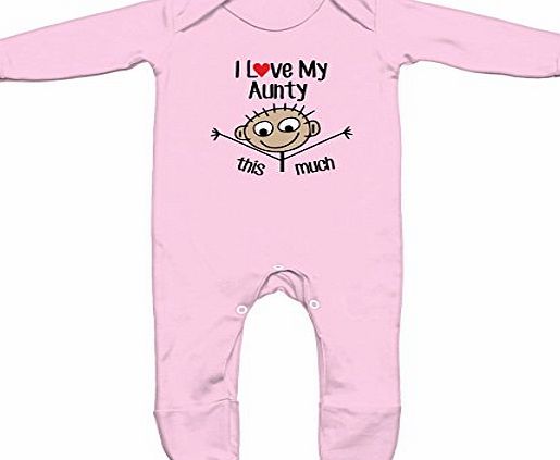 Baby Hustle I Love My Auntie This Much Baby Romper Sleep Suit (Baby Pink, 0-3m)