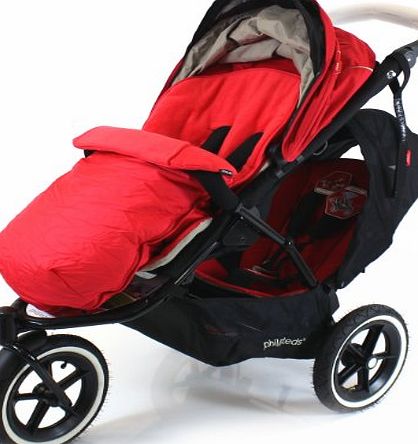 Baby Travel Universal Luxury Footmuff Cocoon - Red For Phil amp; Teds Double Kit / Navigator / Explorer / Dash / Dot / Vibe