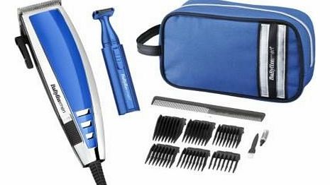 HIGH QUALITY MAINS OPERATED BABYLISS MENS DELUXE HAIR TRIMMER CLIPPER GIFT SET INCLUDES WASH BAG