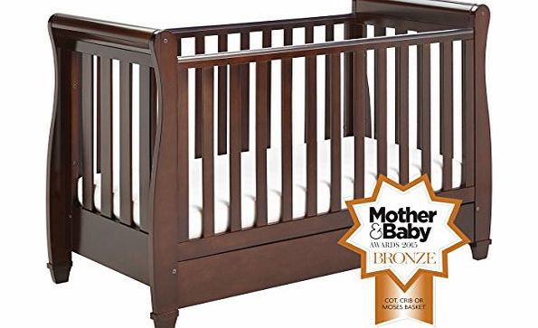 Eva Sleigh Cot Bed Dropside with Drawer (Dark Brown)