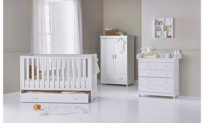 BabyStart Delfina 3 Piece Nursery Set - White