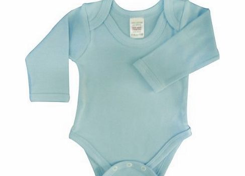 BabywearUK Body Vest Env Neck Long Sleeved - Sky blue - 3-6 months - British Made
