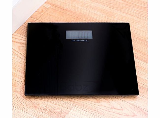 Babz Black Digital LCD Bathroom Weighing Platform Scales Electronic Scale