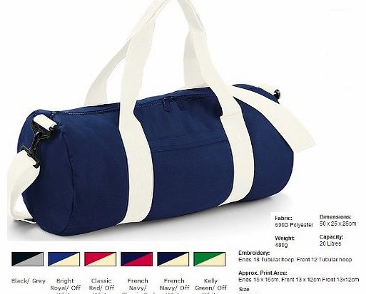 BagBase  Varsity Barrel Bag Colour=French Navy/Classic Red Size=O/S