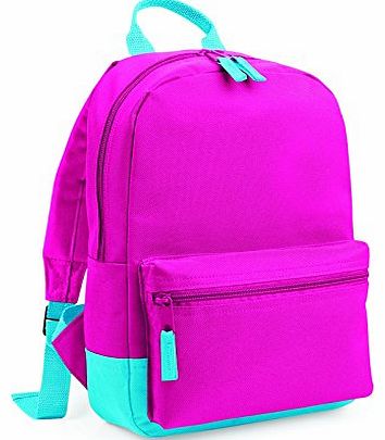 BagBase BG128 Mini Student Backpack Fuchsia/Surf Blue