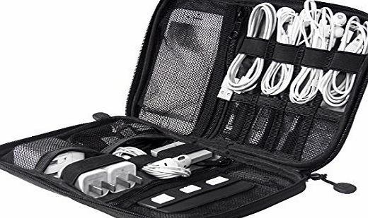 BAGSMART Travel Cable Organizer Electronic Accessories Holder IT Bags USB Drive Shuttle Case with Cable Tie Black