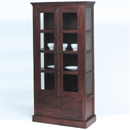 Bali Mahogany glass display cabinet with 3