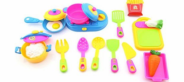 Ballen_Ma 17pcs Play House Toys Small Chef Kitchenware Simulation Kitchen Utensils Toys Baby Children Early Educational Tool