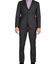 BALMAIN Charcoal and black wool suit