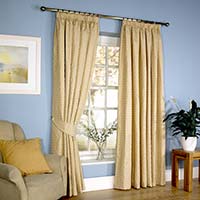 Baltimore Curtains Lined Pencil Pleat Gold Effect 132 x 183cm