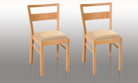 pair of beech veneer chairs