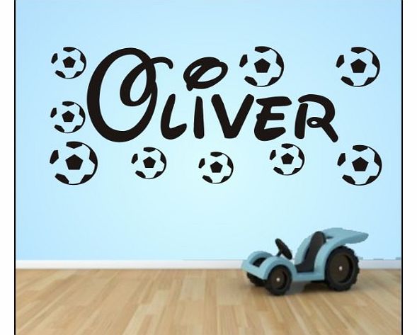 Banner BOYS OR GIRLS NAME IN DISNEY STYLE WITH FOOTBALLS WALL ART STICKER QUOTE ~ FOR BEDROOM STUDY NURSERY