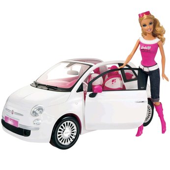 Barbie Doll with White Fiat Car