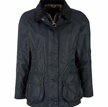 Barbour Tartan Beadnell Waxed Jacket, Navy