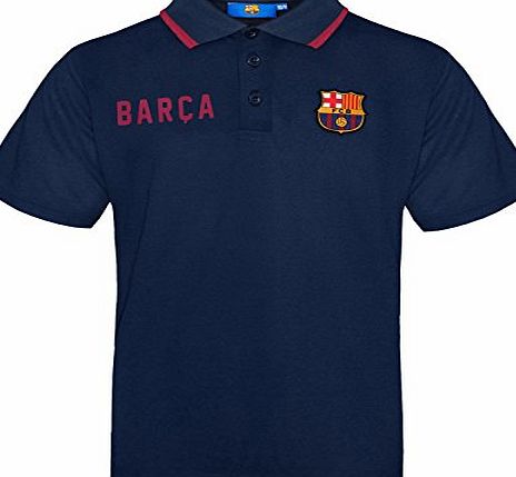 Barcelona F.C. FC Barcelona Official Football Gift Boys Crest Polo Shirt Navy Blue 12-13 Years