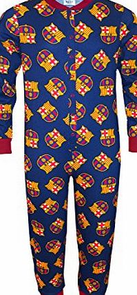 Barcelona F.C. FC Barcelona Official Football Gift Boys Kids Pyjama Onesie Navy 7-8 Years