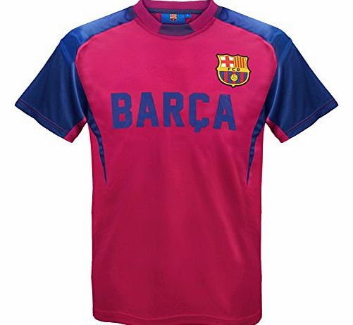 Barcelona F.C. FC Barcelona Official Football Gift Mens Poly Training Kit T-Shirt Red Medium