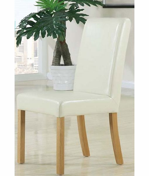 Ivory Leather Dining Chair - Pair