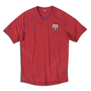 Barcelona Nike 07-08 Barcelona Pre-Match Training Top (Red)