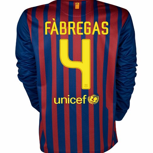 Nike 2011-12 Barcelona Nike L/S Home Shirt (Fabregas 4)