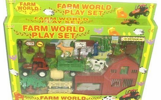 BARGAIN WAREHOUSE Toy Farmyard Play Set With Vehicles & Figures