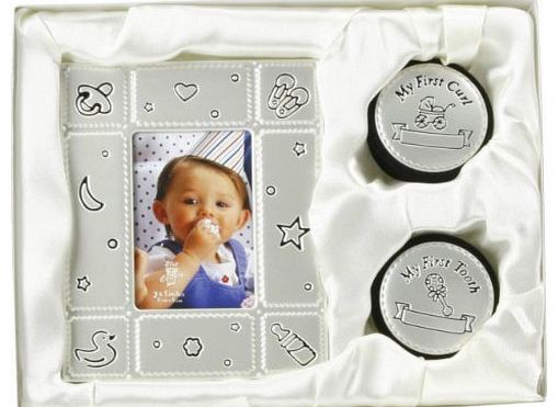 BABY PHOTO FRAME & MY FIRST CURL TOOTH BOX GIFT SET BIRTH SHOWER CHRISTENING NEW
