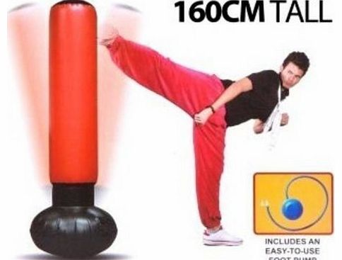 NEW INFLATABLE PUNCH TOWER BAG 160CM STRESS BUSTER FOOT PUMP FUN FREE STANDING