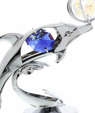BARGAINS-GALORE NEW MINI DOLPHIN CRYSTAL GIFT SET COLLECTABLE ORNAMENT CRYSTOCRAFT WITH SWAROVSKI ELEMENTS