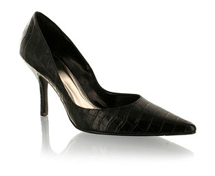 Barratts Fashionable Faux Crocodile Skin Court Shoe
