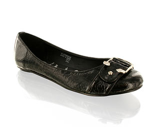 Barratts Fashionable Patent Ballerina With Buckle Detail
