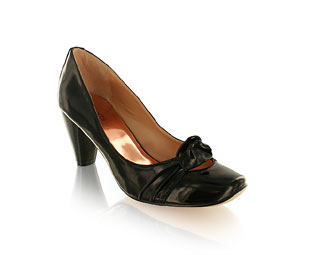 Funky Patent Court Shoe With Knot Detail