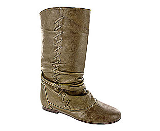 Barratts Sassy Leather Flat Boot with Whipstitch Detail- Sizes 1-2