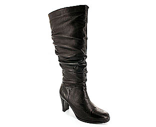 Barratts Stylish Ruched High Leg Leather Boot