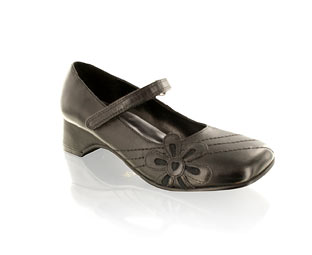 Barratts Stylish Smart Shoe with Velcro Strap and Flower Detail