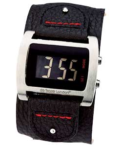 London Gents LCD Black Cuff Watch