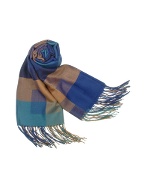 Basile Checked Wool and Cashmere Fringed Long Scarf